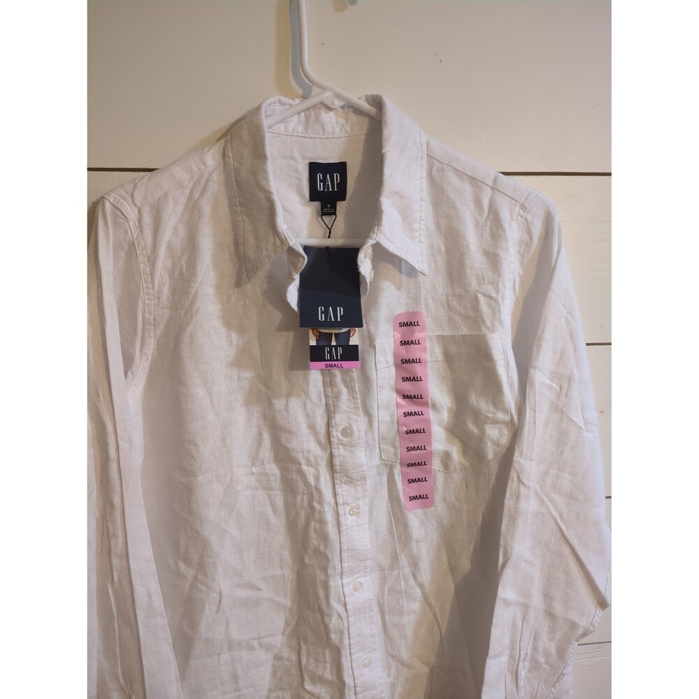 NWT women's linen button-down top small capsule fall winter office corporate